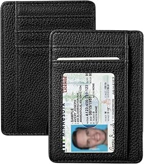 Carteira fina minimalista com bolso frontal com suporte embutido para AirTag, carteira de couro com 7 compartimentos com suporte para AirTag, cartão de crédito com bloqueio de RFID