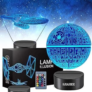 Lâmpada 3D Star Wars – 3 padrões de luz noturna com controle remoto de temporização e 16 lâmpadas de decoração que mudam de cor, brinquedos Star Wars presentes de aniversário e Natal para meninos