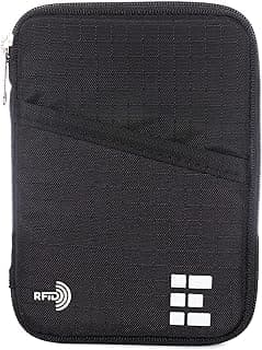 Porta-passaporte – Carteira de viagem com bloqueio RFID para passaportes, cartões, dinheiro e mais – Organizador de documentos de couro genuíno de grão superior com alça de pulso, chaveiro e zíper YKK