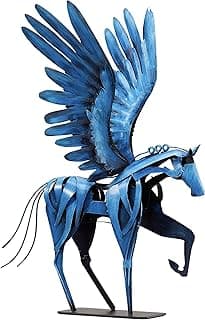 Arte de decoração de estátua de cavalo, 61 cm A feita à mão, escultura de cavalo voador grego Pegasus de metal, pintadas à mão, estatuetas de animais para casa, sala de estar, escritório