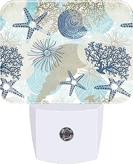 AKKAVNIA Luminária Noturna Led De Parede Com Sensor Inteligente Anoitecer E Amanhecer, Corais Conchas, Para Quarto Adulto, Sala Estar, Corredor Cozinha