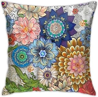Capa de almofada floral Boho Colorida Boêmio Mandala Flor Decorativa Fronha para Quarto Sofá Decoração de Casa 45,7 x 45,7 cm