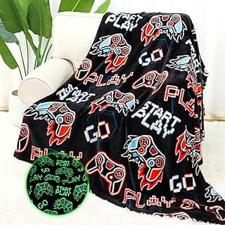 Glow in The Dark Blanket Gamer Gifts for Boys Kids Boyfriend Video Game Gifts Toys Soft Gamer Blanket Gaming Stuff Gifts for Boys Birthday Christmas Valentines Gifts
