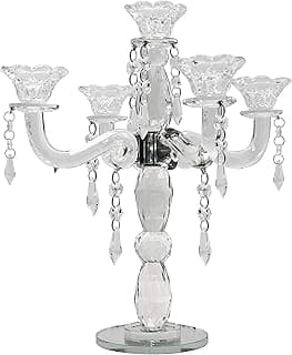 Allgala Candelabro de Cristal com 5 Braços - Peça Central para Casamentos e Festas