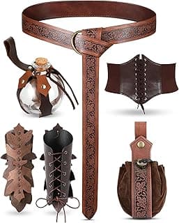 6 peças femininas acessórios renascentistas cinto de couro medieval bolsa viking espartilho cintos garrafa poção protetor de braço de couro
