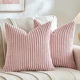 Fancy Homi Conjunto de 2 capas de almofada decorativas boho rosa blush 45 x 45 cm para sofá-cama, decoração de quarto de fazenda moderna, macia, felpudo, aconchegante e texturizada, 45 x 45 cm