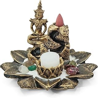Genérico Incensário Cascata Buda Sidarta Base Flor Incenso Cone Vela