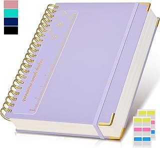 Caderno espiral 21,6 cm x 28 cm, 300 páginas de capa dura com forro de couro para mulheres e homens, cadernos grandes pautados universitários A4 com papel grosso de 100 g/m2, diário espiral para