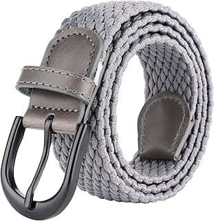 | Cintos elásticos elásticos trançados | Fivela de cinto oval preta sólida | Cinto masculino / feminino / júnior de poliuretano