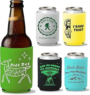 Chillkat Conjunto De 5 Porta-Latas Divertidos Em Neoprene Premium - Ideal Festas E Presentes Incríveis Homens E Mulheres - Perfeito Camping, Churrasco, Piscina, Eventos Ao Ar Livre E Amigo Secreto