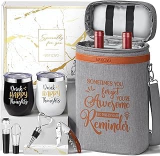Presentes de aniversário para mulheres e homens - Presentes inspiradores para mulheres, melhores amigas, graduações, amantes de vinho, presentes de dia das mães para mães - Sacola térmica de vinho com
