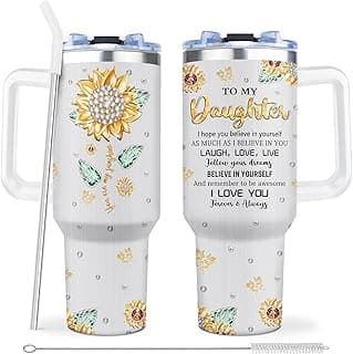 Muilzon Daughter Gifts from Mom/Dad Tumblers 1,134 g - Presentes para filha de mãe/pai Caneca de café - Ideias de presente de formatura de aniversário de Natal para filhas adultas com alça