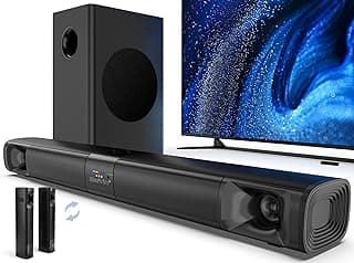 Saiyin Barra de som para Smart TV com subwoofer, barra de som destacável de 100 W, sistema de som surround Home Theater para TV com tweeter de buzina, graves ajustáveis e HDMI-ARC/Bluetooth