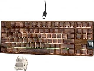 Womier Teclado mecânico retrô com fio TKL com roda de volume, teclado para jogos retroiluminado 75% RGB, troca a quente com teclas PBT, estabilizador pré-lubrificado para Mac/Win, tema de padrão de