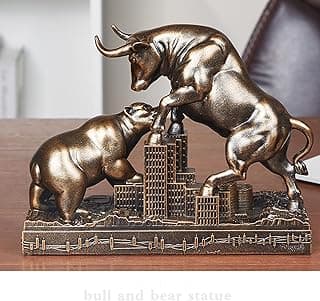 AETVRNI Estátua de touro e urso Estátua de Wall Street Bull - Presente ideal do mercado de ações para homens, decoração de escritório, Wall Street Bull Vs Bear, decoração de casa, mercado de ações,
