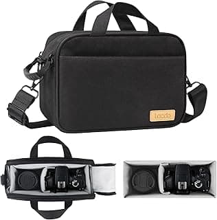 Lacdo Bolsa compacta para câmaras SLR/DSLR e sem espelho, compatível com câmaras e lentes Canon, Nikon, Sony, Panasonic, Olympus, bolsa de ombro para fotógrafos, Preto
