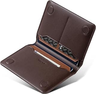 VULKIT Carteira minimalista fina para passaporte com bloqueio de RFID para viagens, carteira de couro para viagem para homens e mulheres, fecho magnético, Café, Slim, Carteira para passaporte