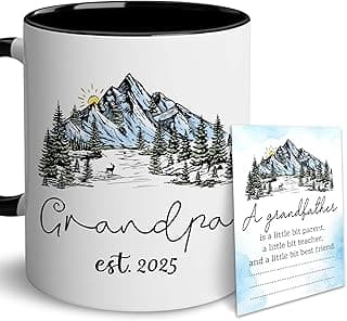 BSQUIELE Presentes First Time Grandpa Est 2025 - You're Going To Be Grandpa - Cartão de caneca Promoted To Grandpa - Presente de avô 1ª vez, presente para vovô, presente de anúncio de bebê para vovô