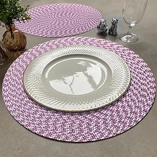 4 Jogo Americano Redondo Mesa Posta Sousplat Pvc Ma Dec Vr (01 ROSA BRANCO rose pink)