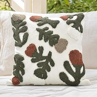 Capas de almofada Boho 45,7 x 45,7 cm, boho, adornado, borlas, decorativas, capa de almofada de fazenda para sofá, cama, sala de estar, quarto, floral enferrujado