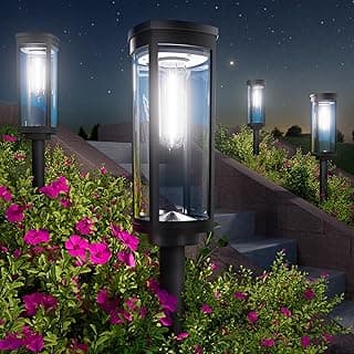 Luzes solares brilhantes para caminhos ao ar livre, pacote com 8 luzes solares de jardim para exterior à prova d'água IP65, luz externa liga/desliga automática para jardim, gramado, passarela