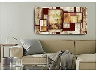 Quadro Decorativo Para Sala Floral Marrom 55x100