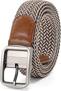 | Cintos elásticos elásticos trançados | Fivela de cinto oval preta sólida | Cinto masculino / feminino / júnior de poliuretano