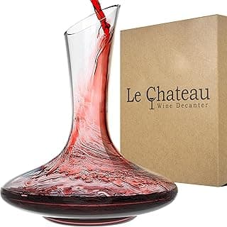 Le Chateau Decantador de vinho grande e elegante com aerador – Garrafa de vinho de cristal soprada à mão sem chumbo, decantador de vinho tinto de 750 ml, acessório de aerador de vinho para amantes de