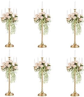 Sziqiqi Candelabro dourado para mesas de 71 cm – Castiçal alto para castiçais dourados para mesa centro de mesa festa evento banquete