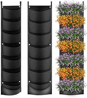 iPower Vaso vertical de parede para pendurar, 7 bolsos, bolsa de feltro para crescimento de flores e ervas, impermeável, para jardim, quintal, pátio, cerca, casa, decoração de escritório