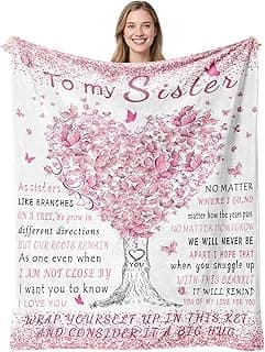 Presentes de aniversário de irmã para irmã, cobertor de presente de feliz aniversário para irmã, presente de irmãs para o Natal - formatura - cobertor macio de ação de graças 203 x 152 cm
