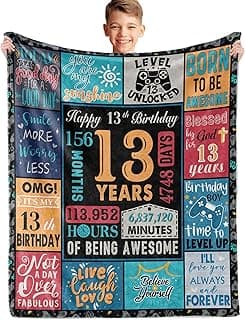 Presente de menino de 13 anos, melhores presentes de aniversário para menino de 13 anos, presentes de aniversário para meninos de 13 anos, ideias de presentes para meninos de 13 anos, presentes de 13 anos para meninos, cobertor de decoração de aniversário de 13 anos para meninos 152 cm x 127 cm