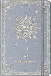 Artfan Caderno/diário pautado – Caderno clássico de couro sintético de papel grosso premium com bolso + divisórias de página, presentes, faixa, grande, 144 páginas, capa dura, forrado (14 x 21 cm) -