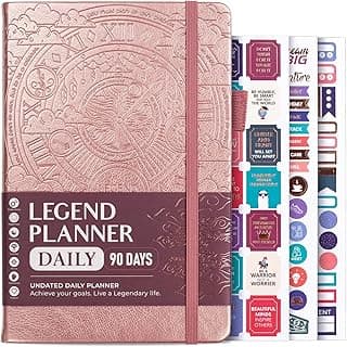 Legend Planner Diariamente por 3 meses – Planejador semanal e diário mensal de luxo sem data para atingir seus objetivos e viver mais feliz. Caderno organizador e diário de produtividade. Capa dura A5