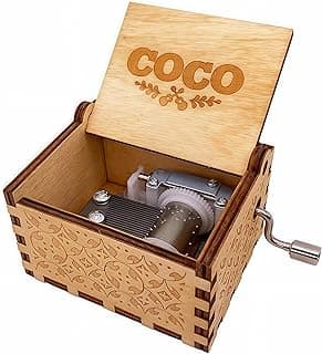 Caixa de música com manivela Remember Me | Decoração de coleção de caixas musicais gravadas vintage madeira 18 Note | Presente para aniversário de Natal