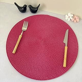 Kit 6 Lugares Jogo Americano Redondo Descanso Prato Sousplat De Mesa Posta Jantar (Rosa E)