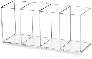 Porta-canetas de acrílico, 4 compartimentos, porta-lápis transparente, organizador de pincéis de maquiagem