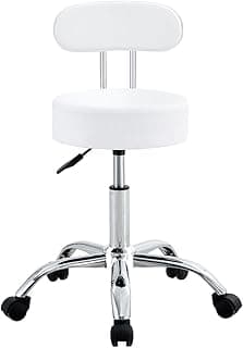 Cadeira Giratória Mocho com Encosto Conthey, Ajuste de Altura e Rodízios - Estética, Manicure, Tatuagem, Odontologia e Residências - Branca