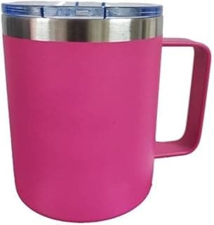 Caneca Xícara Térmica de Aço Inox, 360ml, Tampa com Isolamento a Vácuo, Camada Dupla (Roxo Rosado)