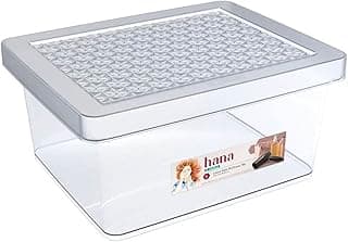 Ordene - Caixa Plástica Alta Multiuso, Tamanho Grande de 18 Litros com Tampa, Cor Cristal, Linha Hana