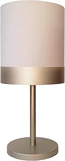 Abajur Quarto Alumínio Cor Bronze Cúpula Crú 20x43