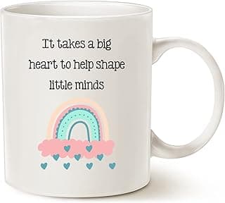 MAUAG Presentes para professores de creche - It Takes a Big Heart to Shape Little Minds - Caneca de 325 ml para professores de estudantes, ideia para ensino virtual, Dia dos Namorados, Natal