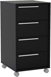 Gaveteiro Maia 4 Gavetas com Rodízios Preto Politorno