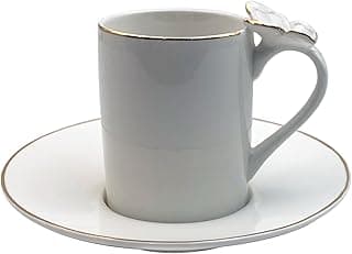 Jogo de 8 peças para chá Ramoudie borboleta em new bone china com borda dourada 180ml