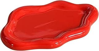 Bandeja de joias de cerâmica para chaveiro de anel, suporte de prato decorativo em forma de nuvem fofo para presente feminino (vermelho)