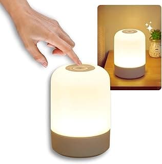 Luminaria de Mesa Abajur de Cabeçeira com 3 Modos de Iluminação 360° LED Botão Touch Sem Fio Recarregável Para Criado Mudo, Estudos, Trabalho, Quarto, Escritório, Sala, Decoração e Leitura (8,5x7cm)