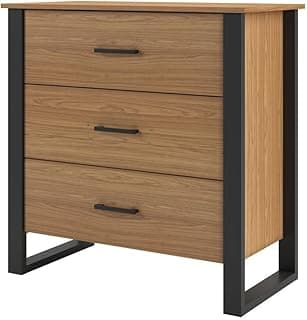 Cômoda Industrial de 89,5cm com 3 gavetas Dalla Costa - Freijó/Preto Fosco