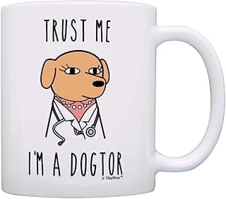 ThisWear Presentes veterinários para mulheres Trust Me I'm a Dogtor Presentes engraçados para cães 325 ml Caneca de café de cerâmica