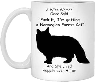 Presentes engraçados de silhueta de gato da floresta norueguesa para mulheres Dia das Mães 2024 A Wise Woman Once Said Caneca de café com citações divertidas copos de cerâmica branco 325 ml