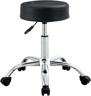 Cadeira Giratória Mocho, Ajuste de Altura e Rodízios - Ideal para Estética, Manicure, Tatuagem, Odontologia e Uso Doméstico - Preta